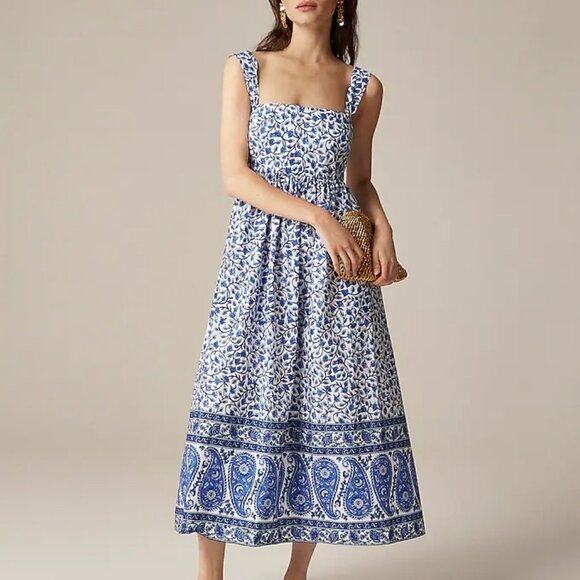 J. Crew Dresses & Skirts - NWT J Crew Squareneck Midi Dress in Bandana Block Print Size 12